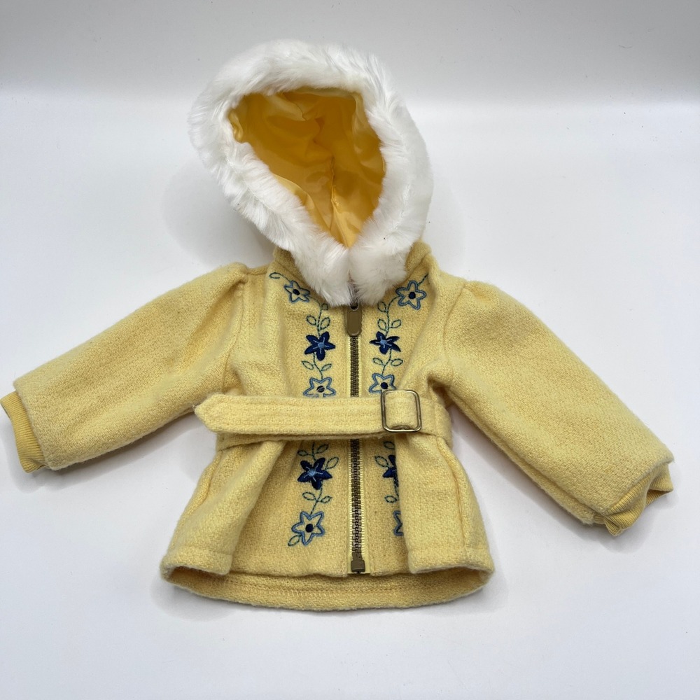 American Girl Emily's Snowsuit Yellow Jacket Blue Bib Overalls Boots No Gloves - Picture 2 of 10